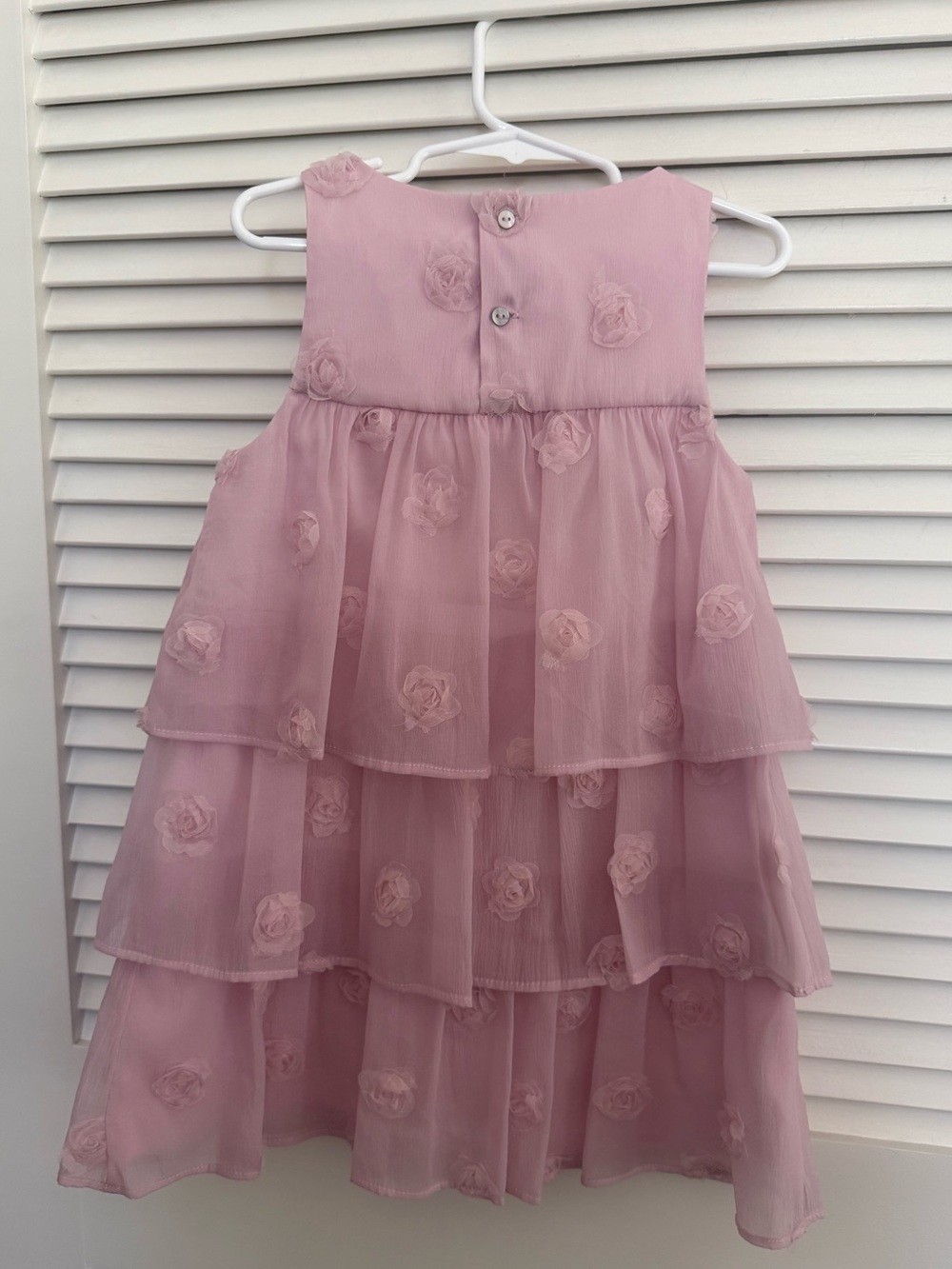 ZARA Pink Tiered Rose Appliqué Party Dress - Picture 2 of 3